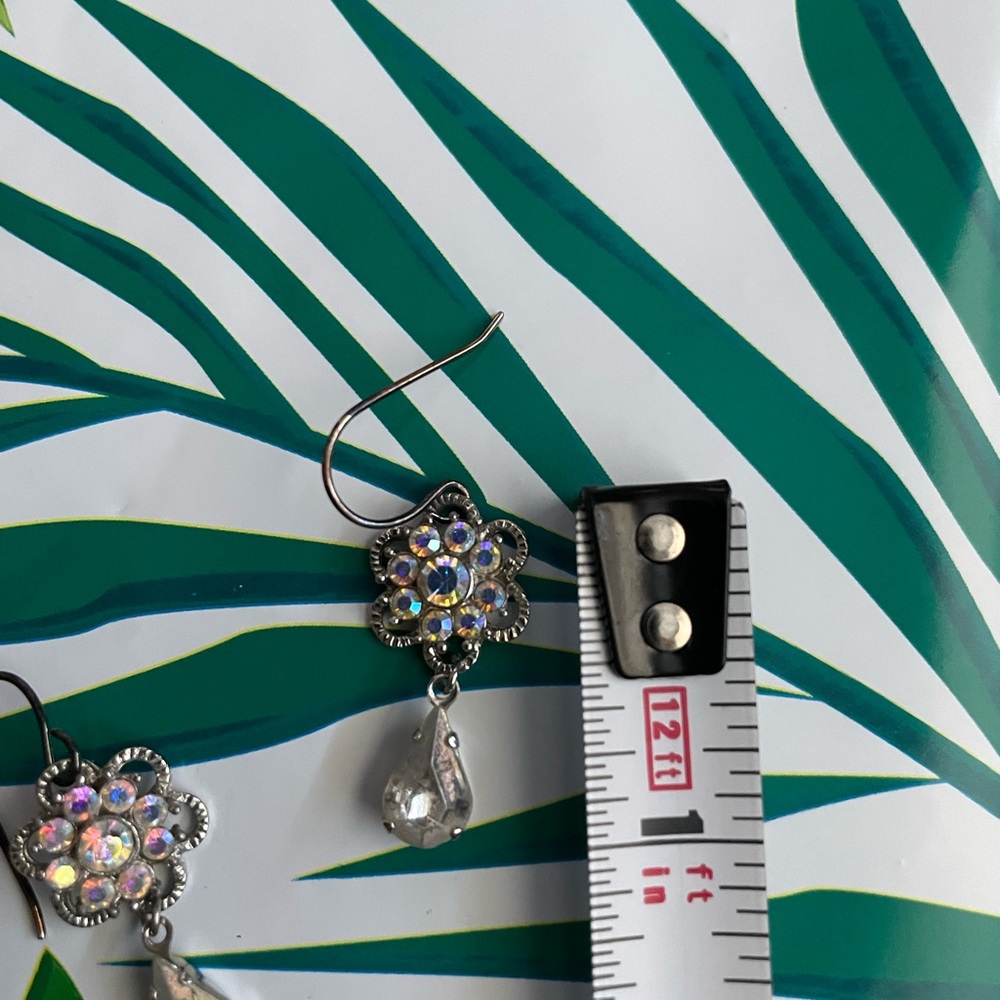 Flower Rhinestone Dangling Earrings - image 4